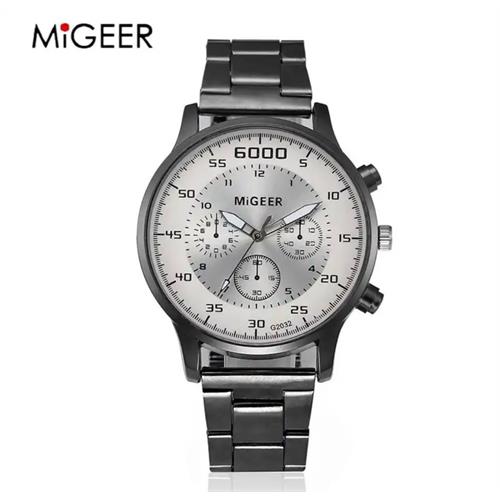 Migeer Mens White Dial Chain Watch