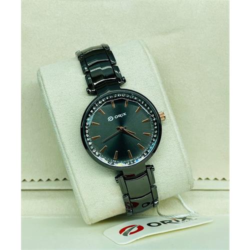 Orix Black Steel Beauty Analog Black Dial Ladies Watch