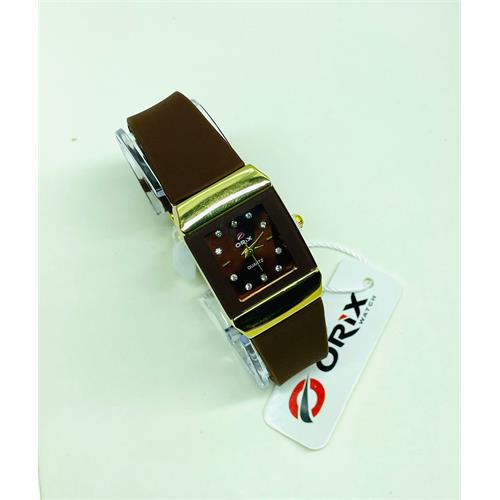 Orix Rubber Strap Watch For Ladies (Brown)