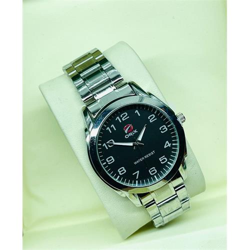 ORIX Stainless Black Dial Steel Silver Watches For Men