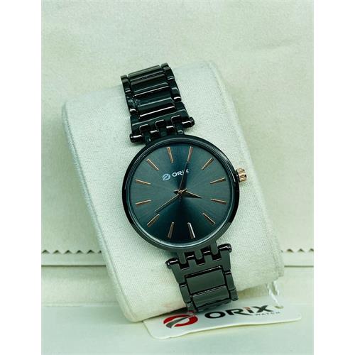 Orix Stainless Steel Black Analog Black Dial Ladies Watch