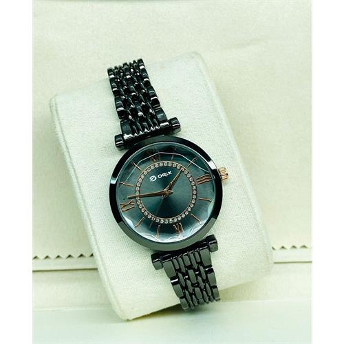 Orix Stainless Steel Black StarDust Black Dial Ladies Watch