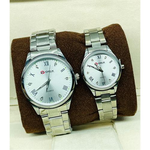 Orix Stainless Steel Couple Sliver Watch