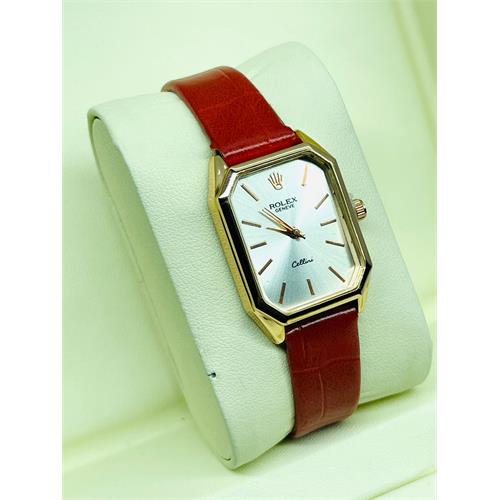 Rolex Leather Strap Ladies Watch (Red Strap)