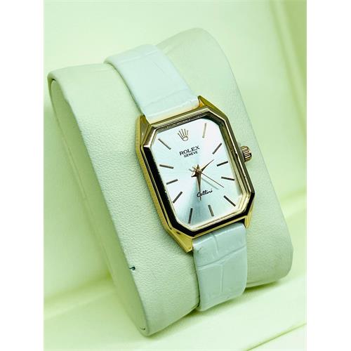 Rolex Leather Strap Ladies Watch (White Strap)