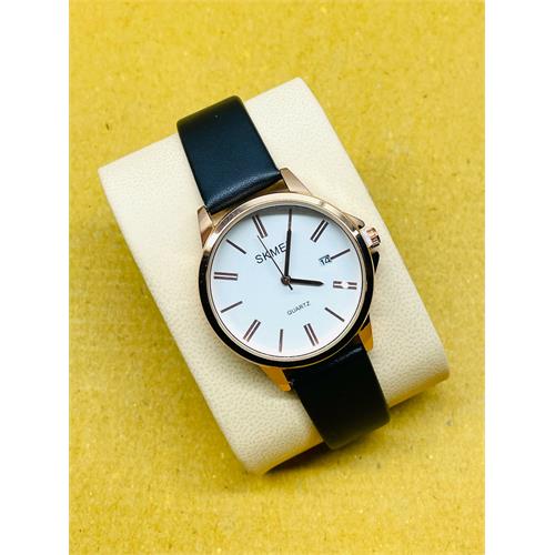 Skmei Leather Strap Date Machine Ladies Watch