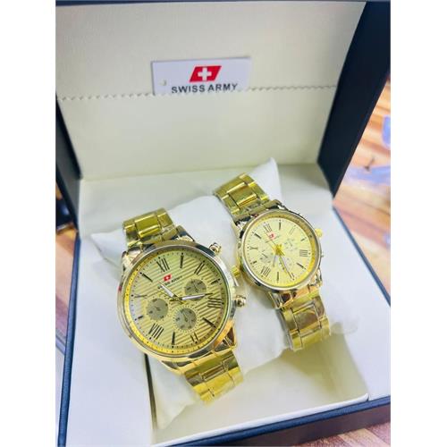 Swiss Army Couple Gold Chain Watch