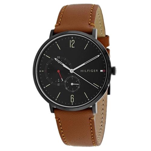 Tomi TO91 Mens Leather Strap Black Dial Watch