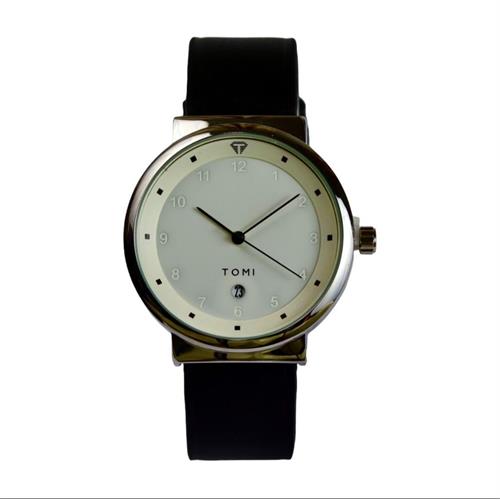 Tomi TO91 Mens Leather Strap White Dial Watch