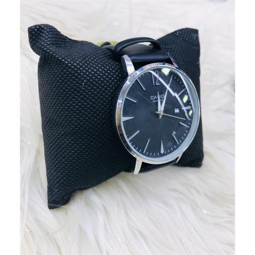 Casio Leather Strap Black Dial Mens Watch