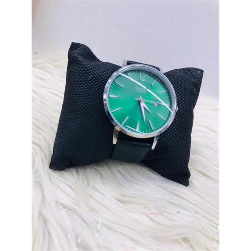 Casio Leather Strap Green Dial Mens Watch