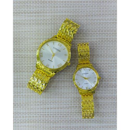 Citizen Full Gold & White Dial Couple Watch