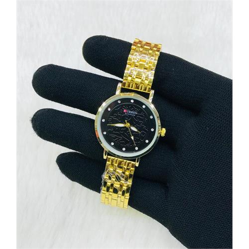 Curren Gold Black Dial Ladies Watch