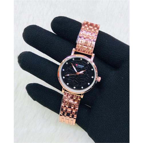 Curren RoseGold Black Dial Ladies Watch1105