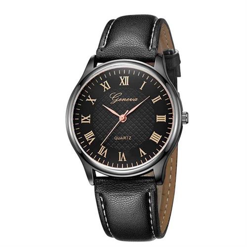 Geneva Leather Black Watch