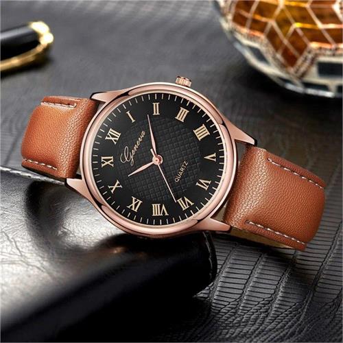 Geneva Leather Black Watch (Brown)