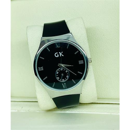 GK Casual Black Leather Analog Black Dial Mens Watch