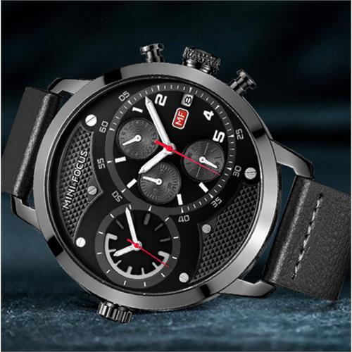 Mens Luxury Military Leather Strap Waterproof Watch