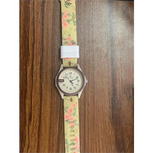 Titan Floral Pattern Strap Watch - Round Dial