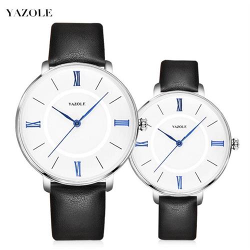 Yazole Couple Leather Watch (Black)