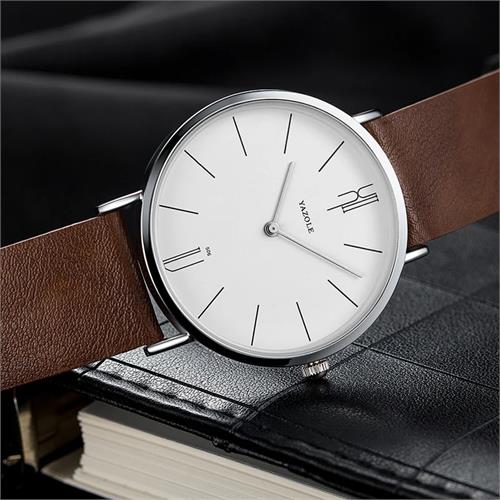 Yazole Leather Strap Mens Watch