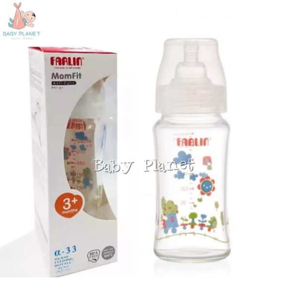 Farlin Wide Neck Heat Resistant Glass Feeding Bottle 240ml