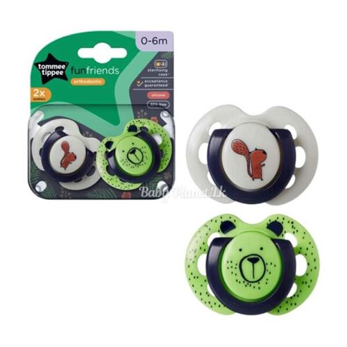 Tommee Tippee (UK) Fun Friends Orthodontic Soothers 2 in 1 Pack 0-6m