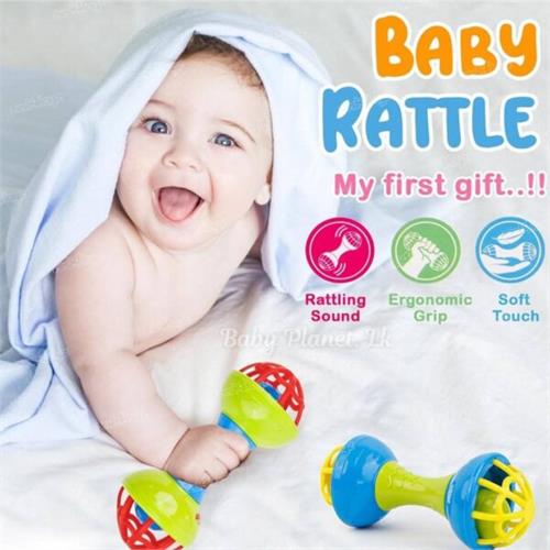 Dumbbell Design 2 in 1 Baby Teether and Rattle Toy