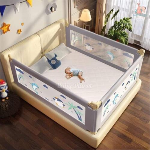 Height Adjustable Baby Safety Bedrail Guard with Cute Cartoon Prints