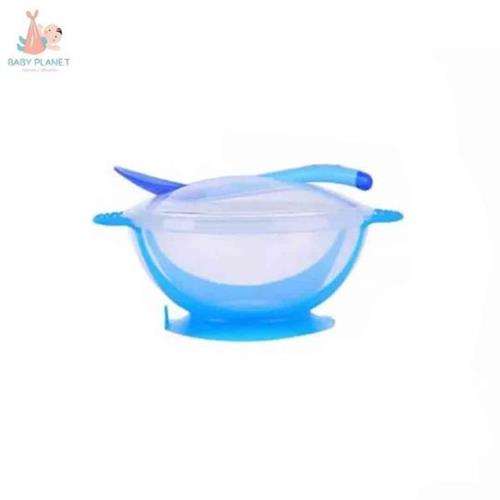 Transparent Baby Feeding Suction Bowl with Lid and Spoon