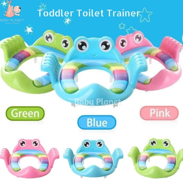 Cushioned Baby Toilet Potty Seat With Handle Frog Design