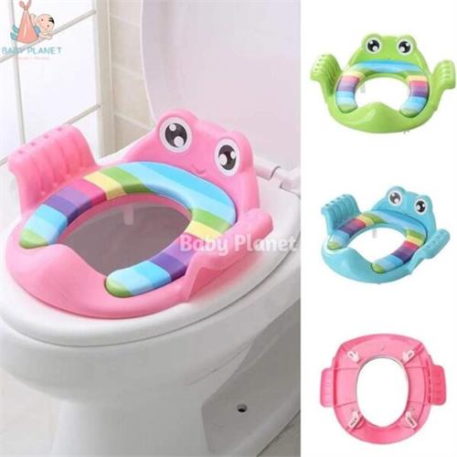 Cushioned Baby Toilet Potty Seat With Handle Frog Design