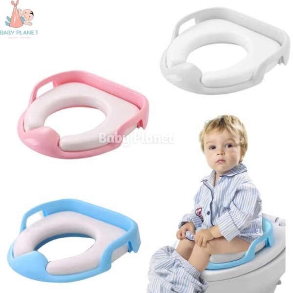 Soft Cushioned Baby Toilet Potty Seat With Handle Plain Colours