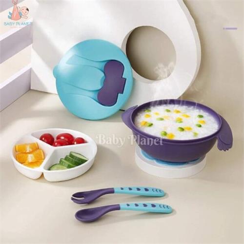 BPA Free Non-Toxic Baby Feeding Bowl Set with Spoon and Fork