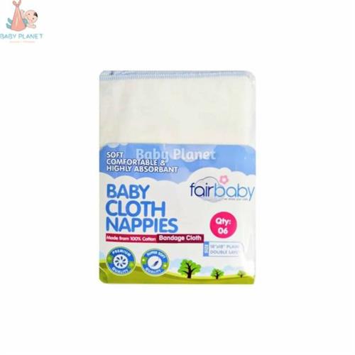 Fairbaby Bandage Cloth Nappies 1818 Plain (6 in 1 Pack)