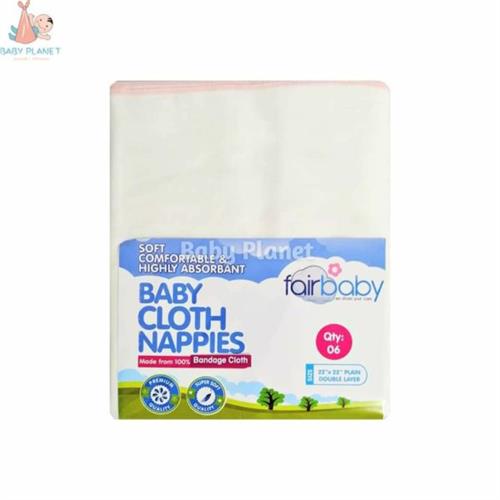 Fairbaby Bandage Cloth Nappies 2222 Plain (6 in 1 Pack)