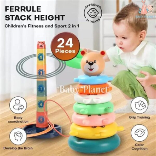 2 in 1 Ferrule Stack Height and Cute Bear Rings Stack Height Toy Set