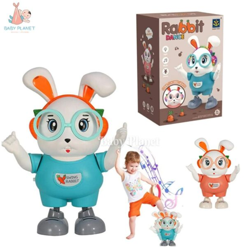 Cute Dancing Rabbit Robot Toy with Music and Flashing Light