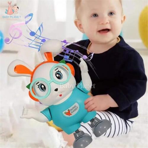 Cute Dancing Rabbit Robot Toy with Music and Flashing Light