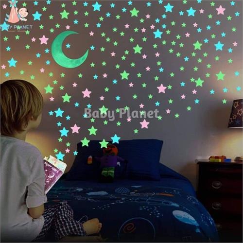 Glow in the dark stars and planets 3D wall stickers