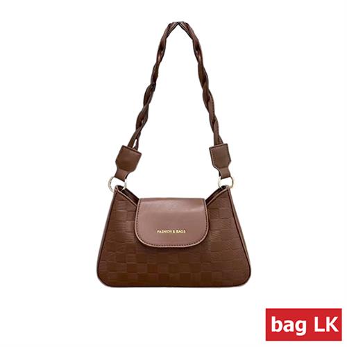 Ladies new weaving design fashion leather side bag Brown