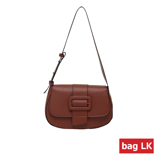 Pleasant Elegant Shaped Buckle Design Ladies Leather Side Bag Brown