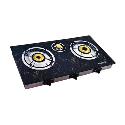 Amilex 3 Burner Glass Top Gas Cooker
