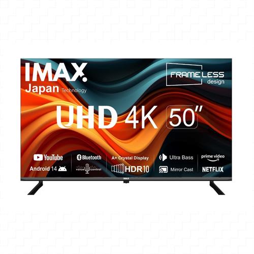 IMAX 50 inch Smart Android 14 Bluetooth 4K UHD HDR LED Frameless TV with Smart Remote