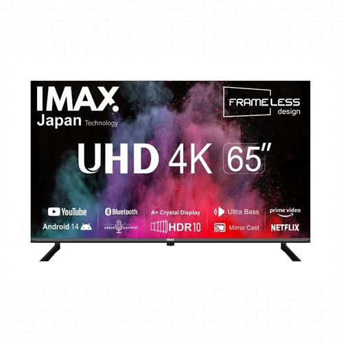 IMAX 65 inch Smart Android 14 Bluetooth 4K UHD HDR LED Frameless TV with Smart Remote