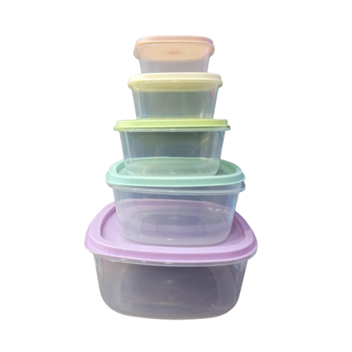 5-Layer Multicolor Square Shape Food Container