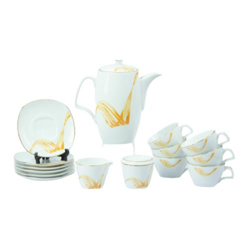Dankotuwa Porcelain Fancy Wave Gold Tea Set - 17 Pcs
