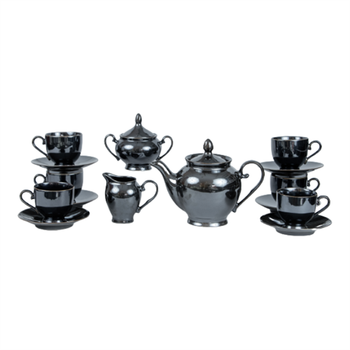 Royal Fernwood Black Luster Tea Set - 17 Pcs