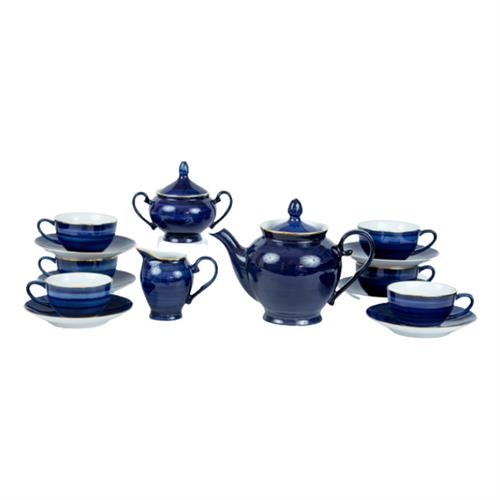 Royal Fernwood Spiral Galaxy Blue Tea Set - 17 Pcs