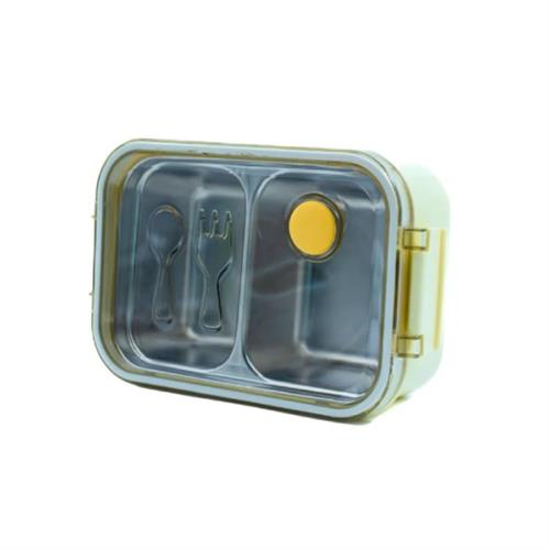 Stainless Steel Lunch Box Fork and Spoon Design - Pale Yellow